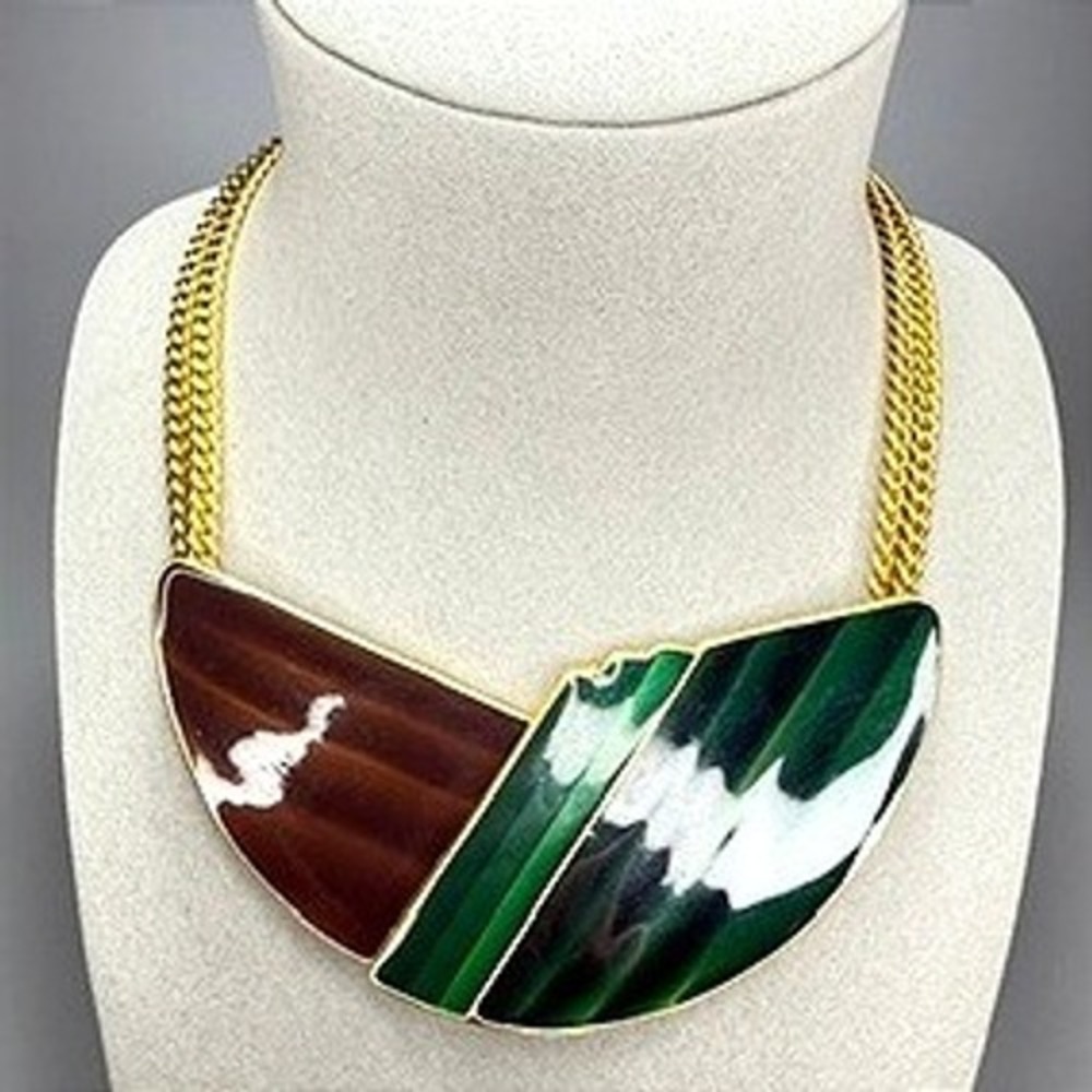 Vintage Trifari Enamel Collar Necklace 16" 1980s Runway Rare